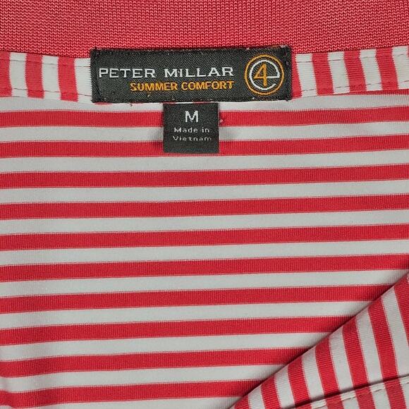 Peter Millar Summer Comfort Men's Coral and White Striped Polo Size M - Picture 6 of 11